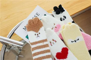 Gemütliche Winter Korallenfleece Damen Socken süsse Cartoon Tiere warme Haus Socken Detail
