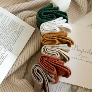 Women diamond pattern wool blend socks autumn winter warm cozy mid-tube vintage casual.