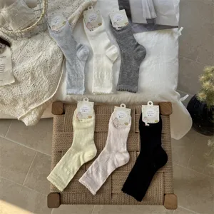 Songmu spring summer women thin socks breathable polka dot mesh mid tube stacked socks 6 colors