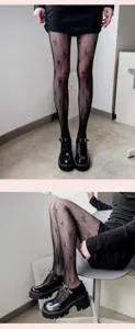 Japanische Schleife Netzstrümpfe JK süße gothische schwarze Strumpfhose lolita damen