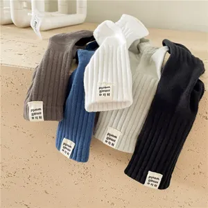 Chaussettes décontractées côtelées en coton pour hommes unies vue de détail produit