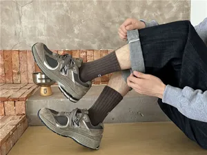 Men ribbed crew socks vintage casual mid tube athletic socks versatile daily wear
