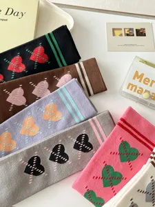 Chaussettes mi-mollet style collège français femme rétro automne hiver genou mignon cœur