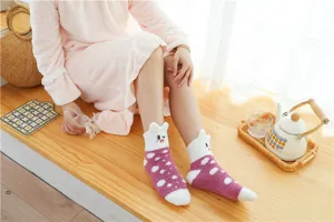 Gemütliche Winter Korallenfleece Kuschelsocken für Damen, süßes Cartoon Tier dicke warme Socken.
