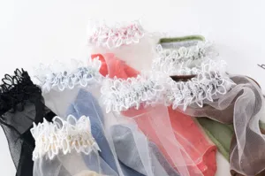 Spring summer women sheer lace ruffle glass silk socks breathable mesh short boat socks