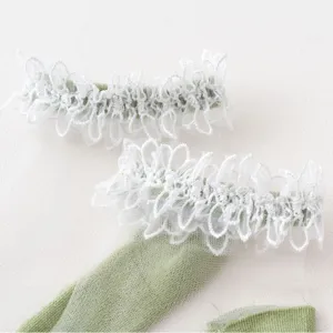 Women sheer lace ruffles glass silk short socks summer thin breathable green ankle socks
