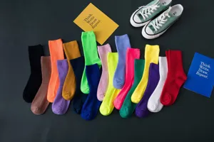 Einfarbige gerippte Damen Socken bunte Baumwoll Socken modische Freizeitsocken im Set neu