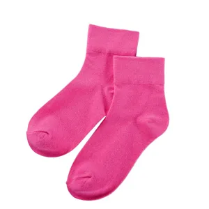 Calzini al polpaccio rosa tinta unita donna, stile coreano alla moda dolci comodi e morbidi.