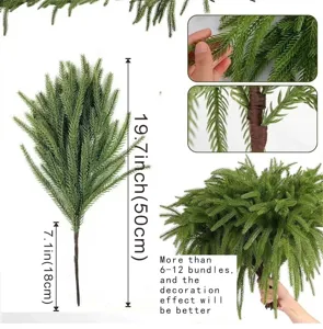 Detailed view of high quality 50cm PE Norfolk pine needles for Christmas decoration