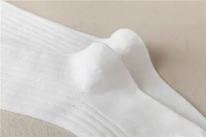 Weisse gerippte Wadensoehne Detailansicht mit feiner Struktur und elastischem Strickgewebe.