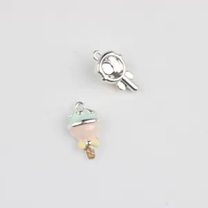 Alloy ice cream lollipop pendant detail shot, perfect for DIY necklaces, bracelets, and earrings.