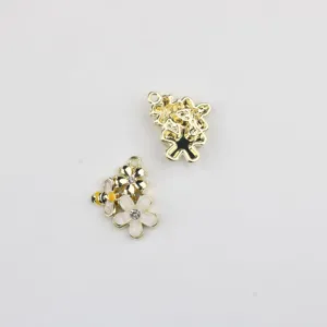 Pendentif abeille fleur en alliage, détail strass émail accessoire pour bijoux DIY