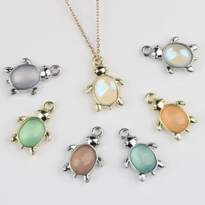Alloy Sea Turtle Charms For Jewelry Making DIY Bracelet Necklace Colored Rhinestone Turtle Pendant Accessories For Women Men