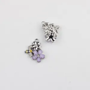 Pendentif abeille fleur en alliage DIY bijoux zircon émail collier bracelet accessoire