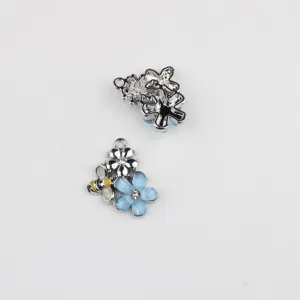 Pendentif abeille fleur bleue en alliage avec strass pour bracelets colliers DIY.