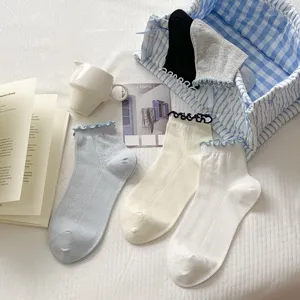 Women frilly lace ankle socks cute heart mesh cotton short socks casual daily hosiery