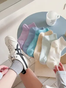 Damen Pastell Kurzsocken dünne atmungsaktive Baumwollsocken Mesh Sommer Alltag