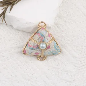 Chinese traditional style Song brocade zongzi pendant gold metal pearl DIY accessory bag charm