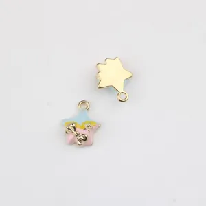 Detailed view of cute star enamel bow alloy pendants for DIY handmade bracelets, necklaces, and earrings.