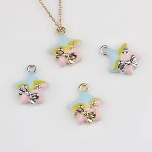 Alloy Enamel Bow Knot Star Pendants Charms For DIY Necklace Bracelet Earring Jewelry Making Accessories Craft Findings