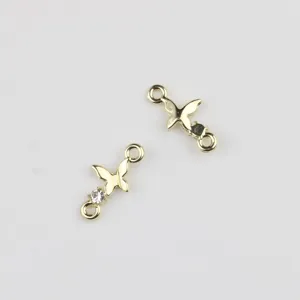 Connecteur double boucle papillon en alliage dore avec zircone pour bracelet collier de bijoux DIY