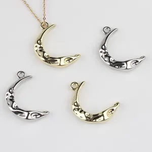 Alloy Maan Hanger Bedels Voor Handgemaakte DIY Ketting Armband Oorbel Handwerk Maken Getextureerd Metaal Hemelse Halve Maan Sieraden Componenten