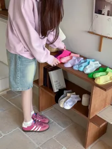Frühling Sommer bunte atmungsaktive Netz-Kurzsocken, japanische minimalistische Baumwollsocken.