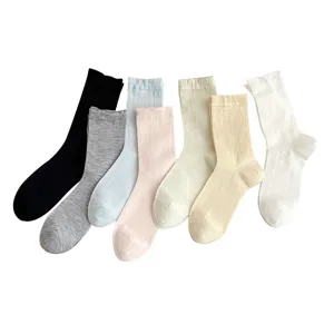 Damen einfarbige Wadenlänge Seidensocken atmungsaktiv dünn Freizeit Strümpfe Mehrpack
