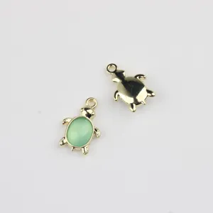 Gold turtle charms DIY jewelry pendants green stone alloy accessories for necklace bracelet