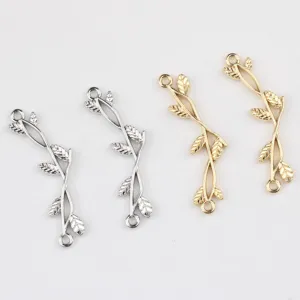 Alloy branch double loop connector details, perfect for DIY jewelry crafting and necklace design.