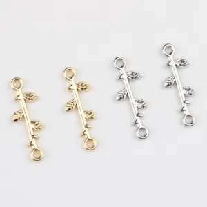 Metal branch double loop connectors for DIY bracelets, necklaces, and jewelry making.