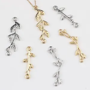 Alloy Leaf Vine Branch Double Loop Connector Charms DIY Jewelry Findings For Necklace Bracelet Shoe Buckle Making Gold Silver Metal Pendants Accessories