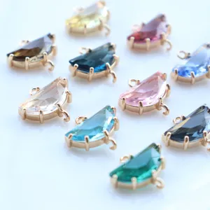 Gold-plated copper half-round crystal charm pendant for DIY jewelry making necklaces bracelets