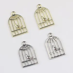 Metall Vogelkäfig Anhänger Gold Silber DIY Schmuckherstellung Zubehör Halskette Armbänder
