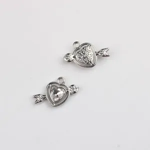 Pendente cuore freccia argento lega cristallo ciondolo DIY gioielli per collana bracciale.