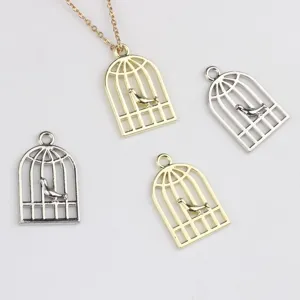 Einfache Vogelkäfig Charms Zinklegierung Hohl Vogel Anhänger Für DIY Schmuckherstellung Armband Halskette Ohrringe Gold Silber Metall Charms