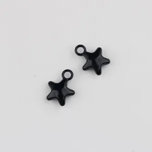 Black star alloy pendant charm for DIY jewelry making necklace bracelet earrings accessories detail view