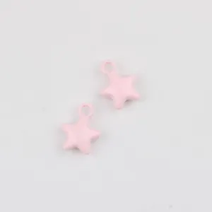 Pink enamel star charms alloy pendants for DIY bracelets necklaces earrings jewelry making crafts