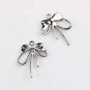 Silver alloy bow pendant DIY jewelry charms for bracelets necklaces earrings making components