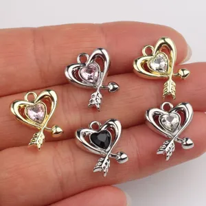 Heart arrow alloy cubic zirconia pendant DIY jewelry making accessories charm for necklace bracelet