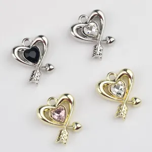 Alloy heart zircon arrow pendant charms DIY necklace bracelet jewelry making accessories