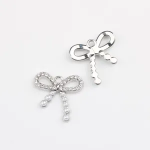 DIY bowknot pendant charm alloy zircon pearl accessories for handmade necklace bracelet earrings