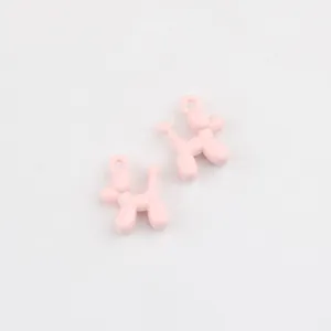 Mini pink balloon dog alloy charms for DIY handmade bracelets, necklaces, and earrings.