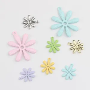 Colorful alloy daisy flower charms pendants for DIY jewelry making bracelet necklace earrings accessories.