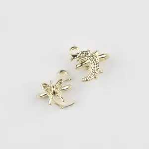 Goldener Legierung Harz Mond Schmetterling Anhänger DIY Schmuck Zubehör für Kette Armband