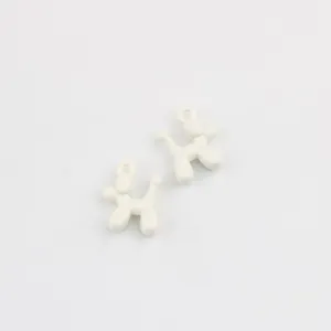 White balloon dog alloy charm detail, mini DIY pendant for handmade bracelets and necklaces.