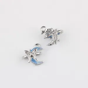 Detailansicht von Legierung Harz Mondsichel Schmetterling Anhänger Charme für DIY Schmuck.