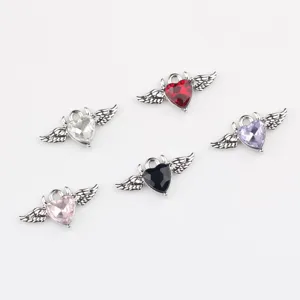 Legierung Herz Zirkon Teufel Flügel Anhänger DIY Schmuck Zubehör bunte Charms Set