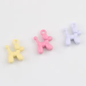 Mini balloon dog metal alloy charms in assorted colors for DIY jewelry making earrings.