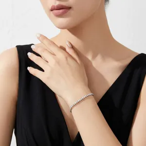 Exquisite moissanite tennis bracelet detail view showcasing sparkling round stones elegant style.